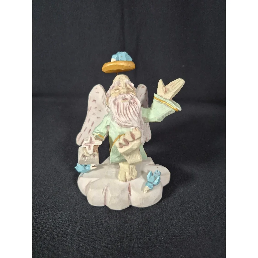 David Frykman Oldest Angel Figurine Bearded Angel With Bluebirds Folk Art Decor